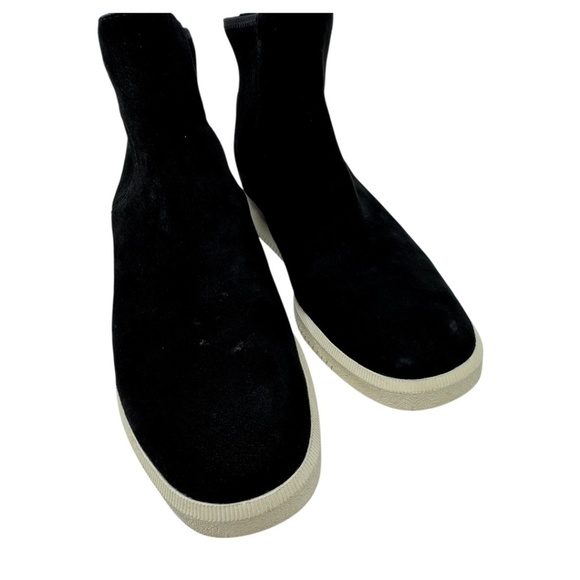 Vince Black Ribbed Ilona Round Toe Wedge Leather Sneakers - Picture 12 of 12